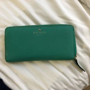 Kate Spade Green Leather Continental Wallet